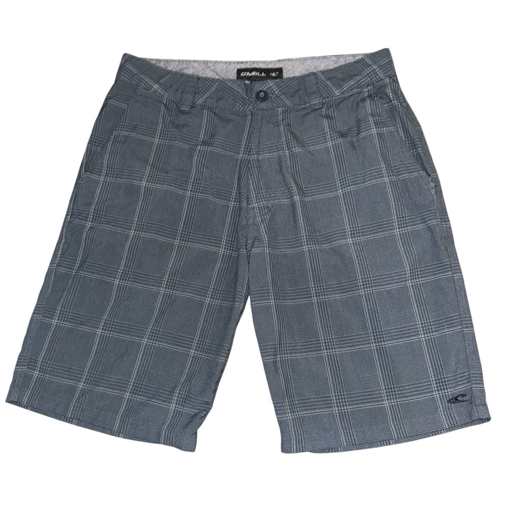 O'Neill Men's Chino Shorts Size 30 Gray Plaid Pockets Lightweight